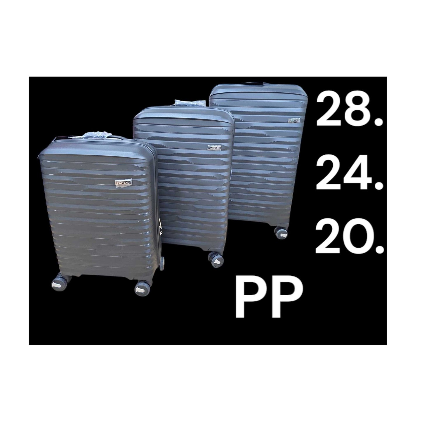 Reise stilvoll und sicher mit dem 3-teiligen Kofferset von CAPITAL. Hergestellt aus robustem Polypropylen (PP), bietet dieses Set optimale Stabilität bei gleichzeitig geringem Gewicht. Die Koffer in den Größen 20", 24" und 28" sind ideal für Kurztrips, Urlaube oder Langzeitreisen.
Mit 360° drehbaren Doppelrollen, Teleskopgriff und integriertem Zahlenschloss wird jeder Trip zum Komforterlebnis. Das elegante Rillendesign sorgt für einen modernen Look, während das durchdachte Innenleben mit Spanngurten und Tre