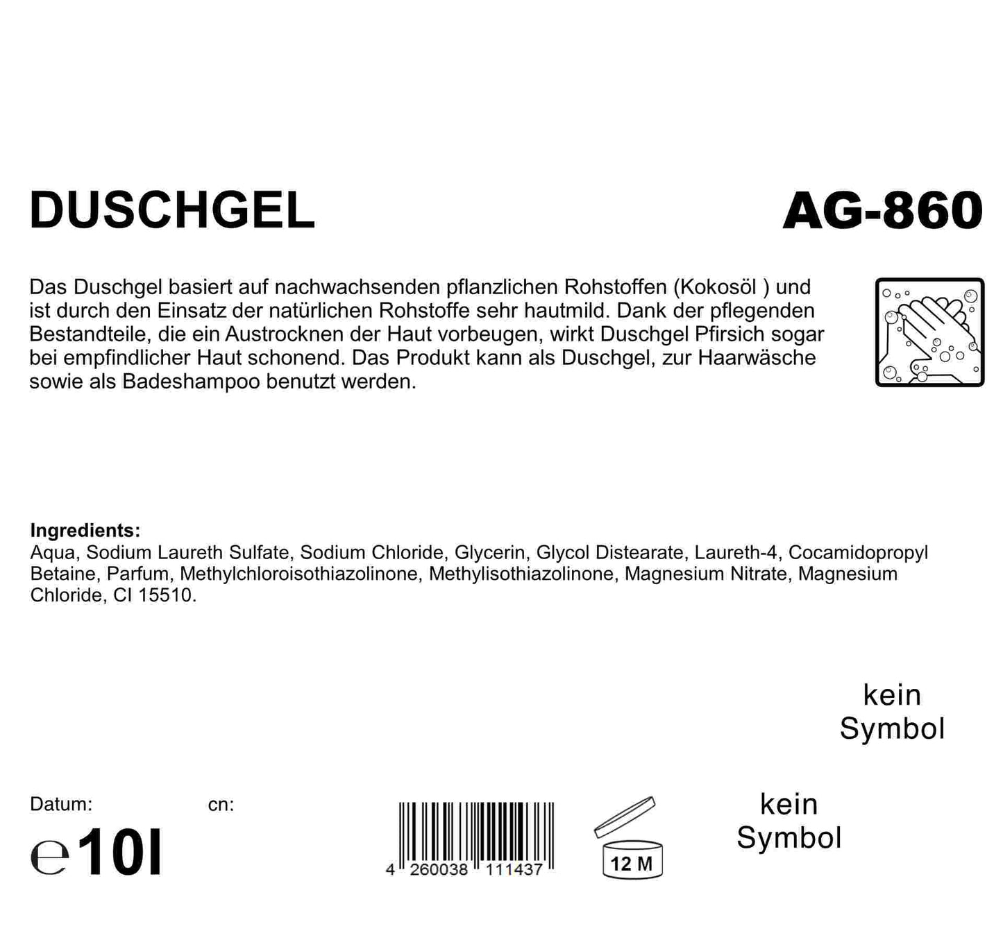 Duschbad, 10 Liter, pfirsich