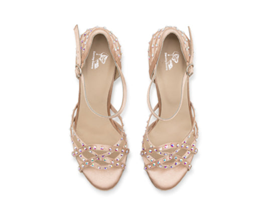 Talita Tanzschuhe in Cream Satin mit Swarowski Steinen