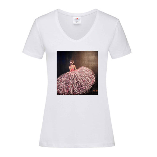 Ballerina - Klassisches V-Ausschnitt T-Shirt für Damen