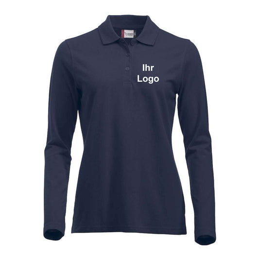 Clique Damen-Langarm-Poloshirt besticken und bedrucken