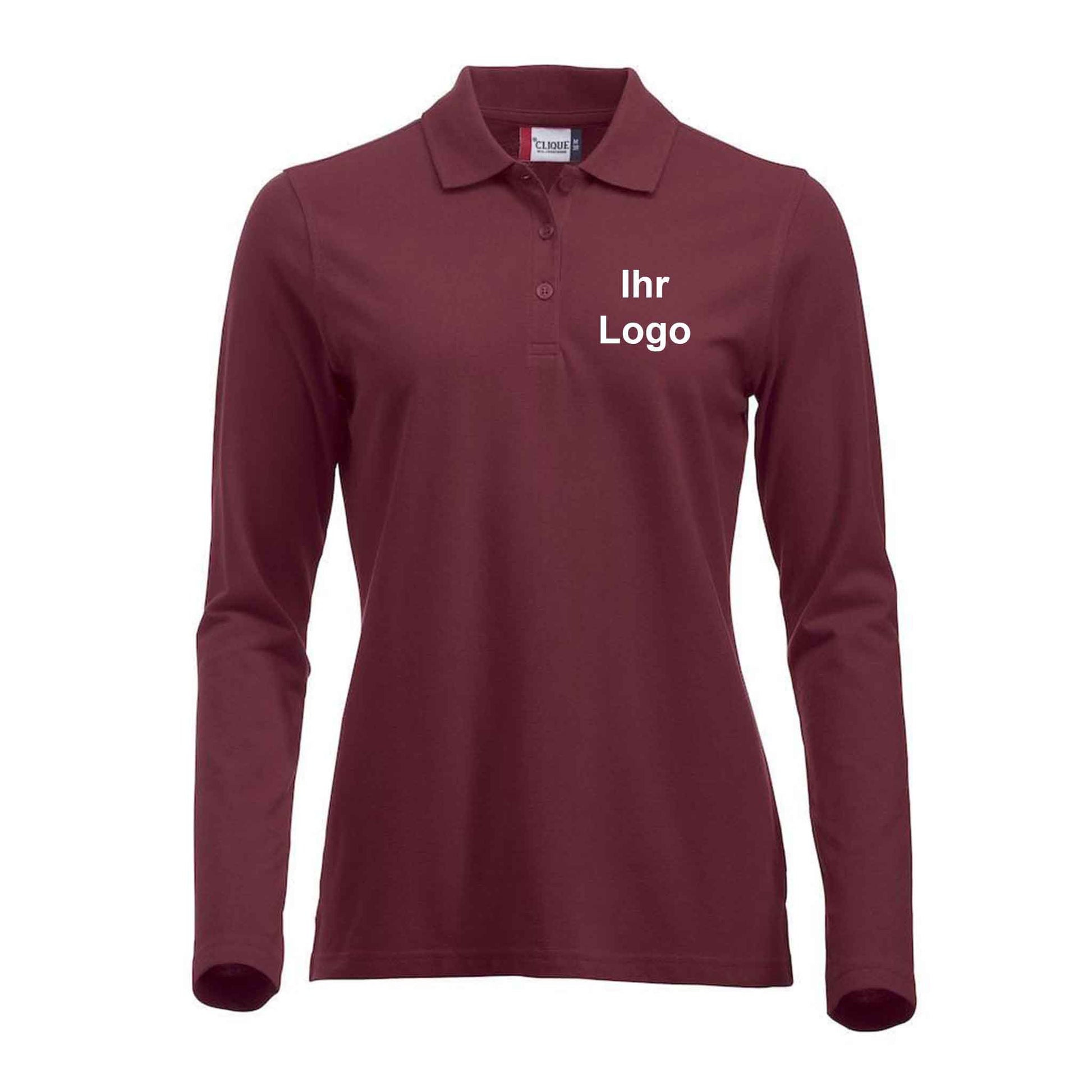Clique Damen-Langarm-Poloshirt besticken und bedrucken8