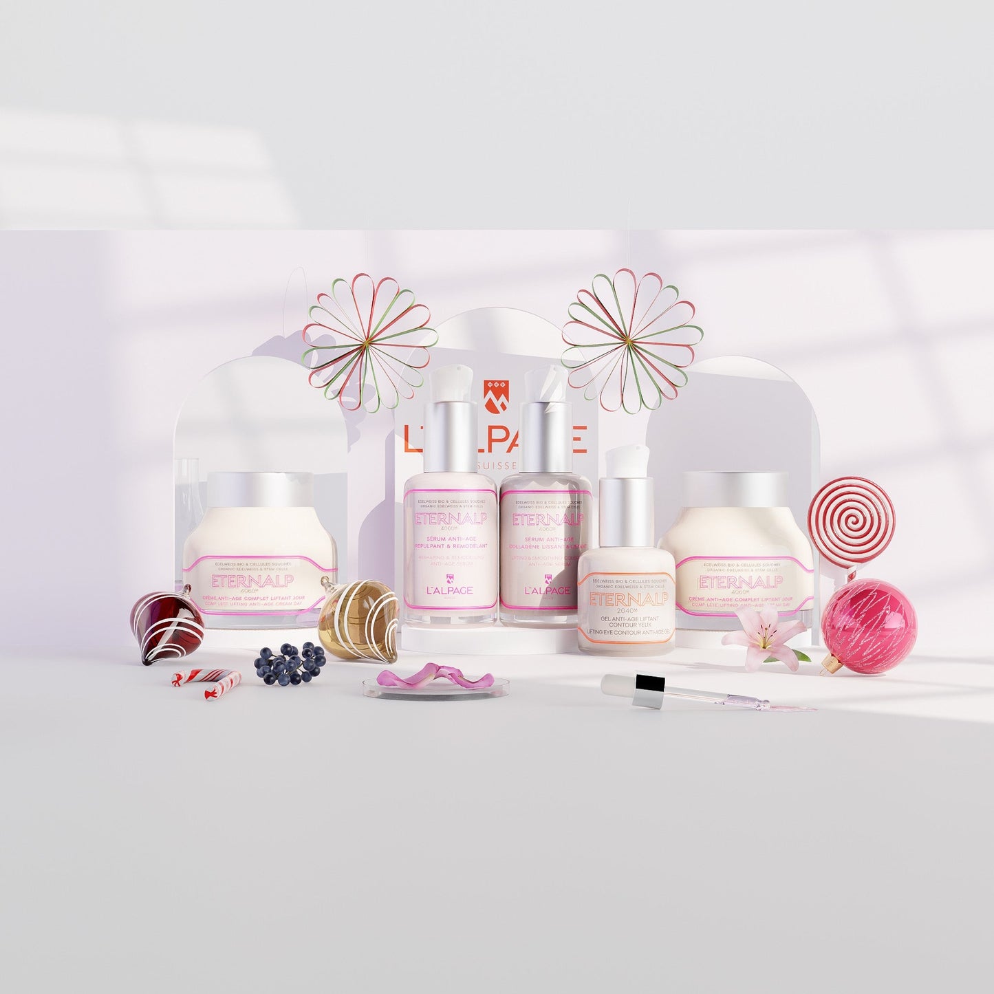 Set ou Coffret Cadeau Ultime Quintet Crème Anti-Age Liftant Jour 50ml & Nuit 50ml & Sérum Collagène Liftant & Sérum Anti-Age Repulpant Eternalp 4060m & Contour Yeux Eternalp 2040m
