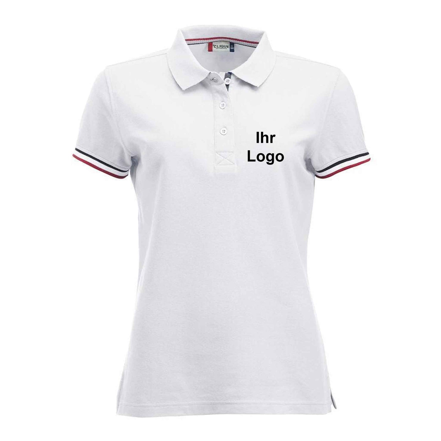 Clique Damen Poloshirt mit Streifen am Ärmel, 'Newton Ladies'