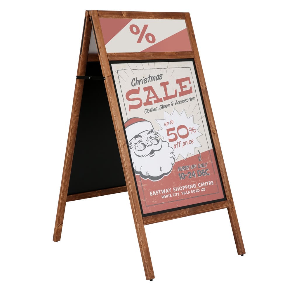 Holz Kundenstopper DIN A1, mit Topschild, Outdoor