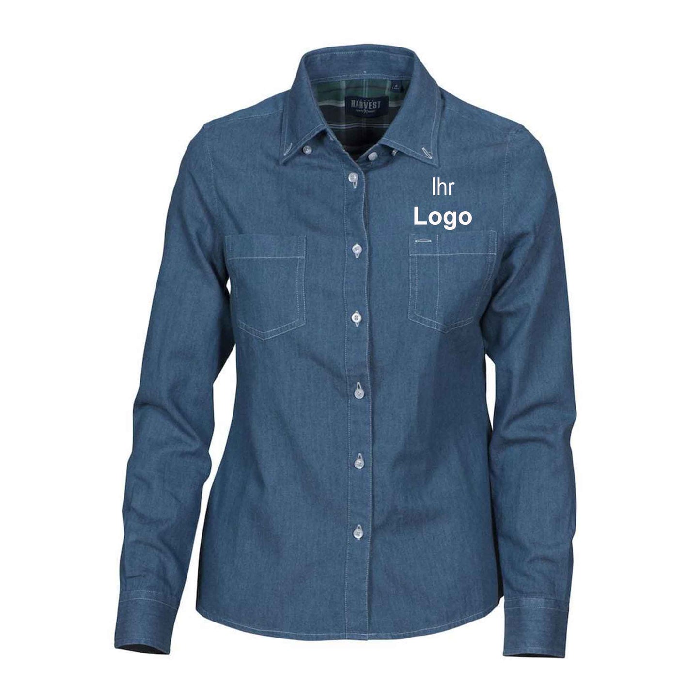 JUPITER Damen-Denimbluse mit Button-Down-Kragen