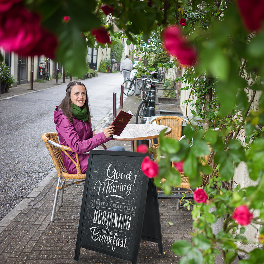 Securit® Holz Kundenstopper 85x55cm, Schwarz, Outdoor