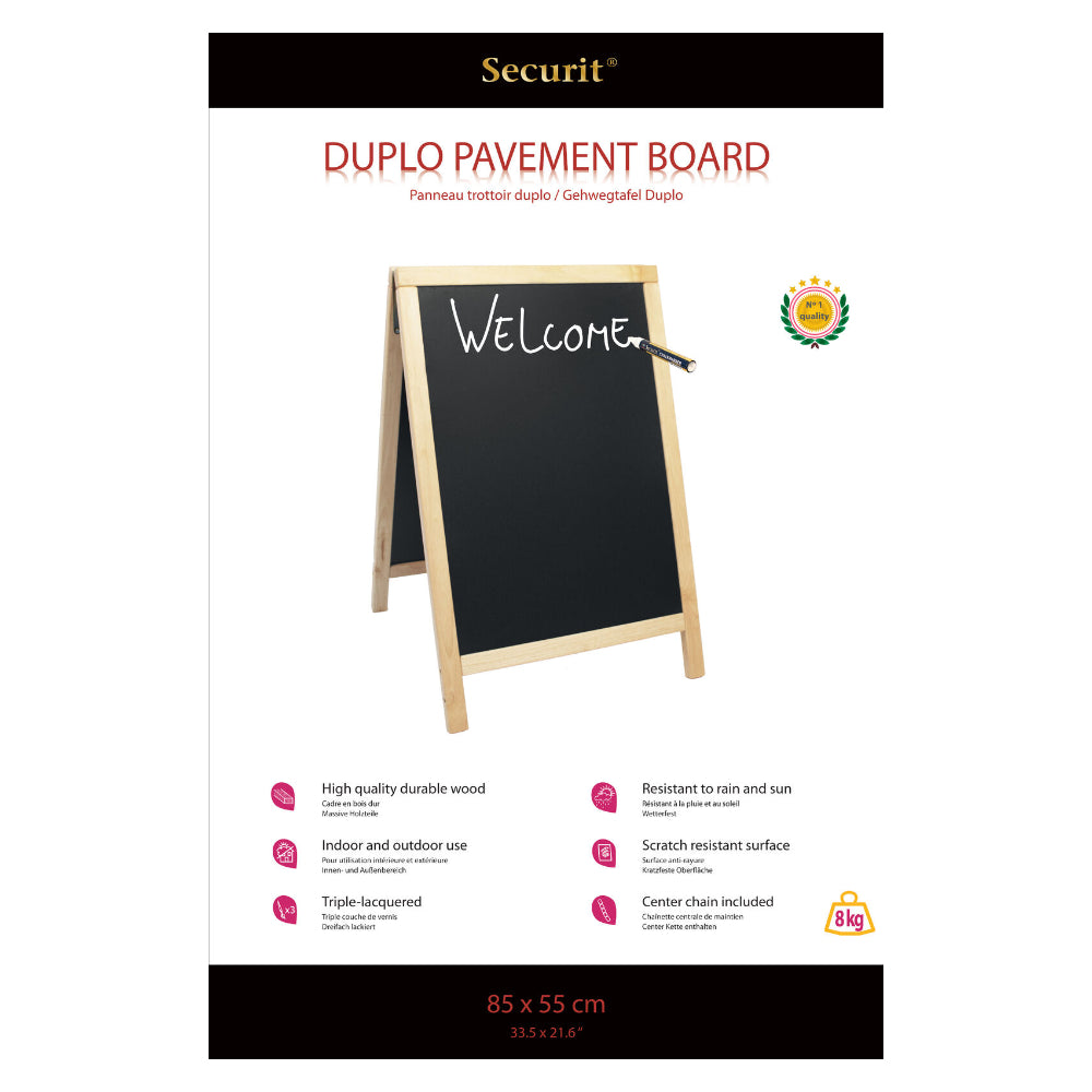 Securit® Holz Kundenstopper Deluxe, 85x55cm, Buche, Outdoor