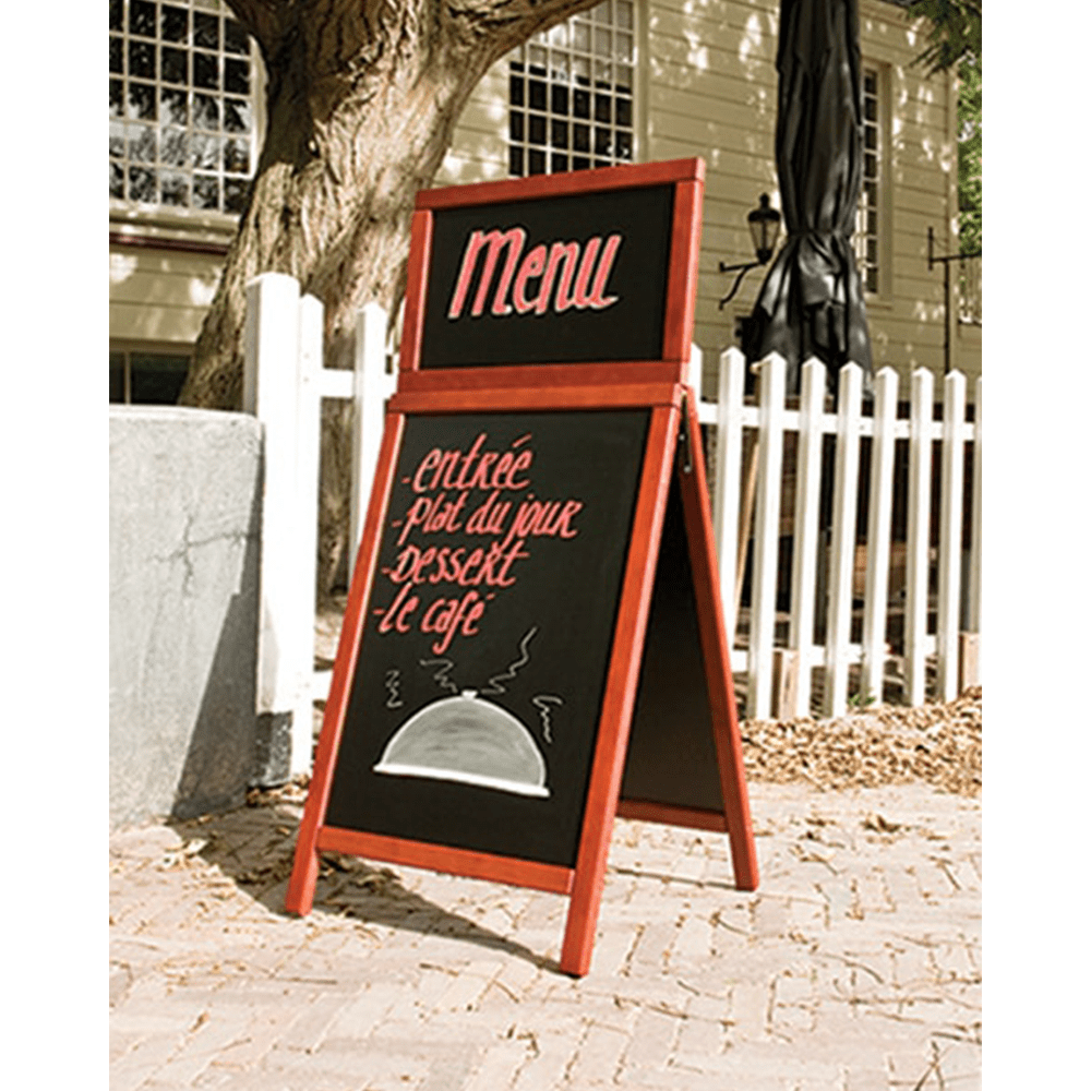 Securit® Holz Kundenstopper mit Topschild, 120x55cm, Mahagoni, Outdoor