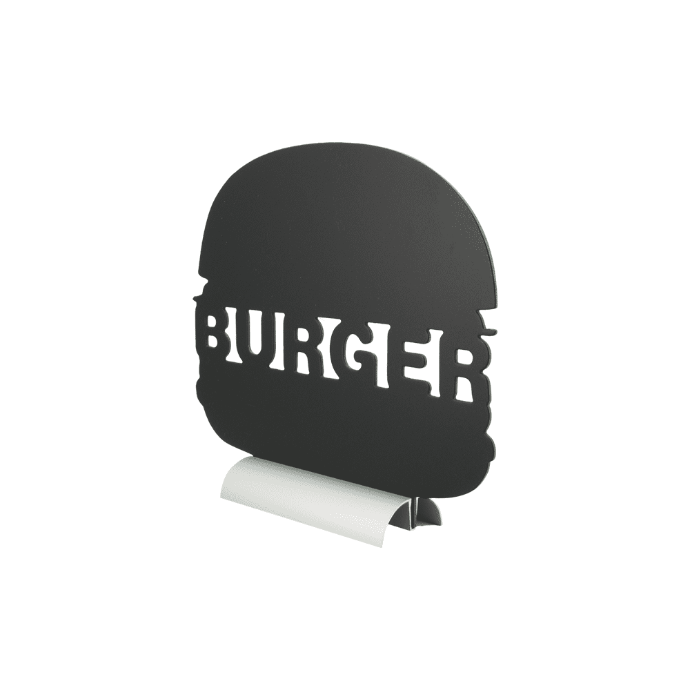 Securit®, Tischkreidetafel Aufsteller mit Aluminiumfuss, "Burger" Form-Silhouette, 28x25cm