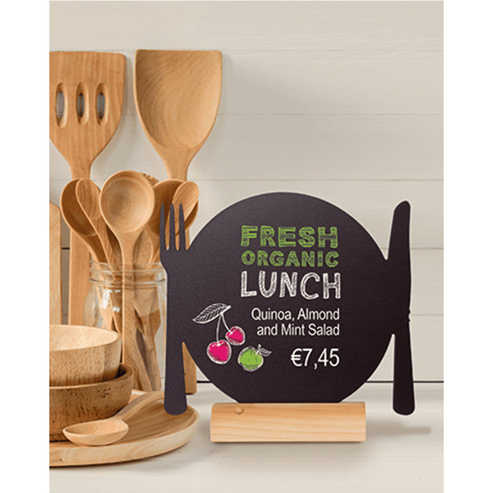 Securit® Tischkreidetafel „Teller mit Besteck“ Aufsteller 25×24 cm