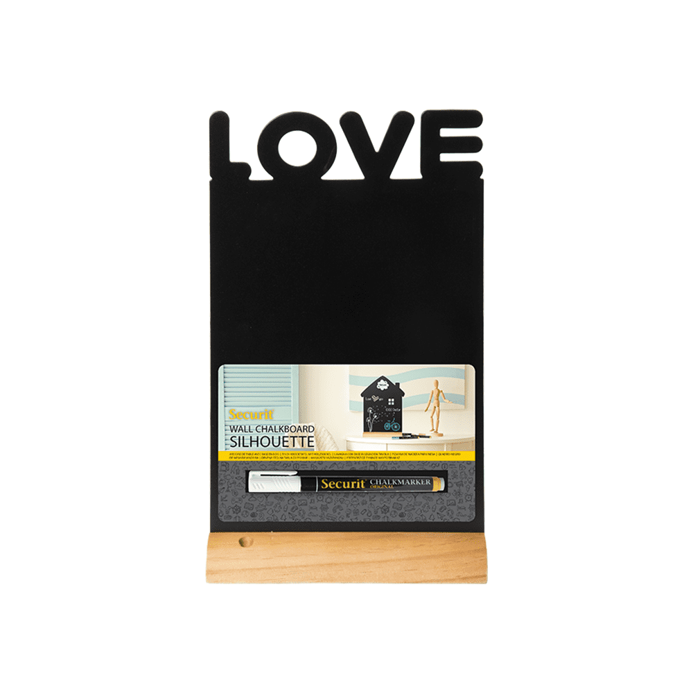 Securit® Tischkreidetafel „LOVE“ Aufsteller 21×35 cm mit Holzfuss