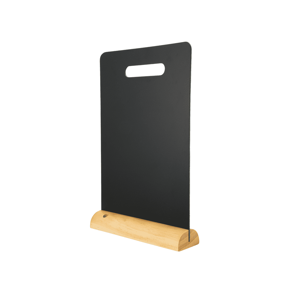 Securit® Tischkreidetafel "Rechteck mit Griff" Aufsteller 21×34 cm mit Holzfuss