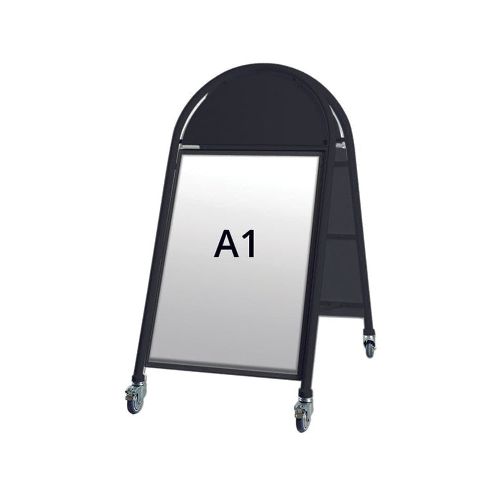 Kundenstopper Stahlrohr Deluxe mit Logoschild rund, Outdoor