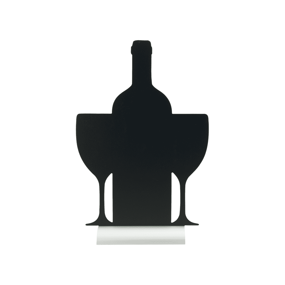 Securit®, Tischkreidetafel Aufsteller mit Aluminiumfuss, "Wein mit Gläser" Form-Silhouette, 23x35cm