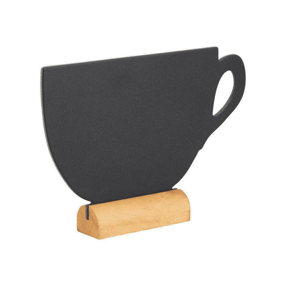 Securit® Tischkreidetafel „Kaffeetasse“ Aufsteller 34×21 cm mit Holzfuss