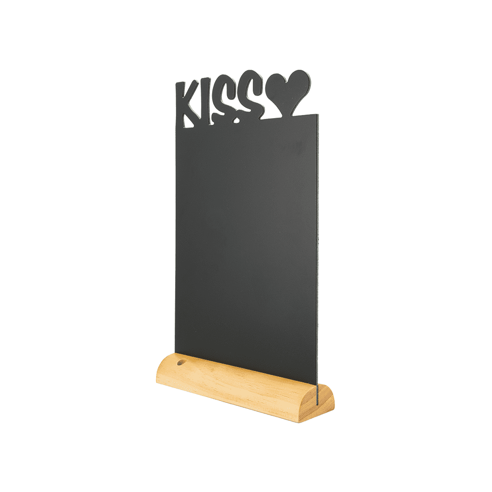 Securit® Tischkreidetafel „KISS“ Aufsteller 21×36 cm mit Holzfuss
