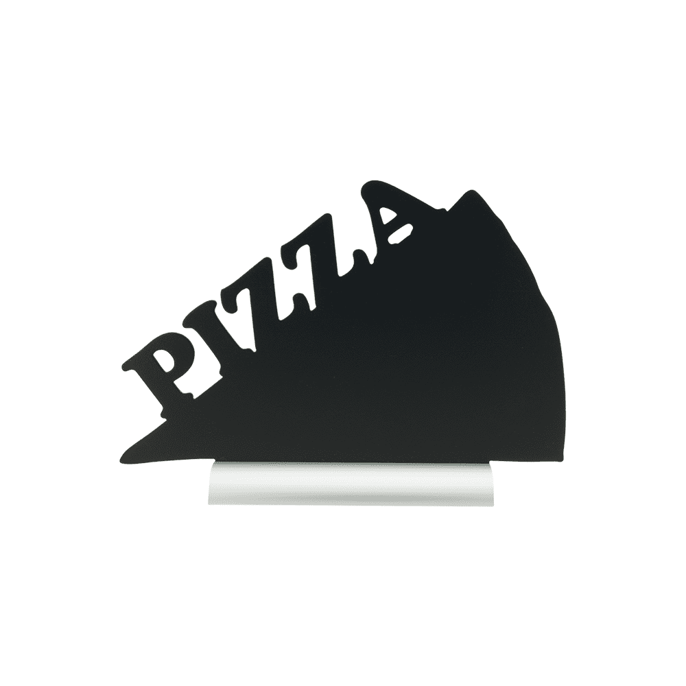 Securit®, Tischkreidetafel Aufsteller mit Aluminiumfuss, "Pizza" Form-Silhouette, 34x24cm