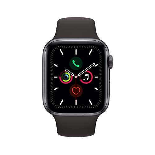Apple Watch Series 5 44mm (GPS) - Aluminiumgehäuse Space Grau Schwarz Sportarmband (Generalüberholt)