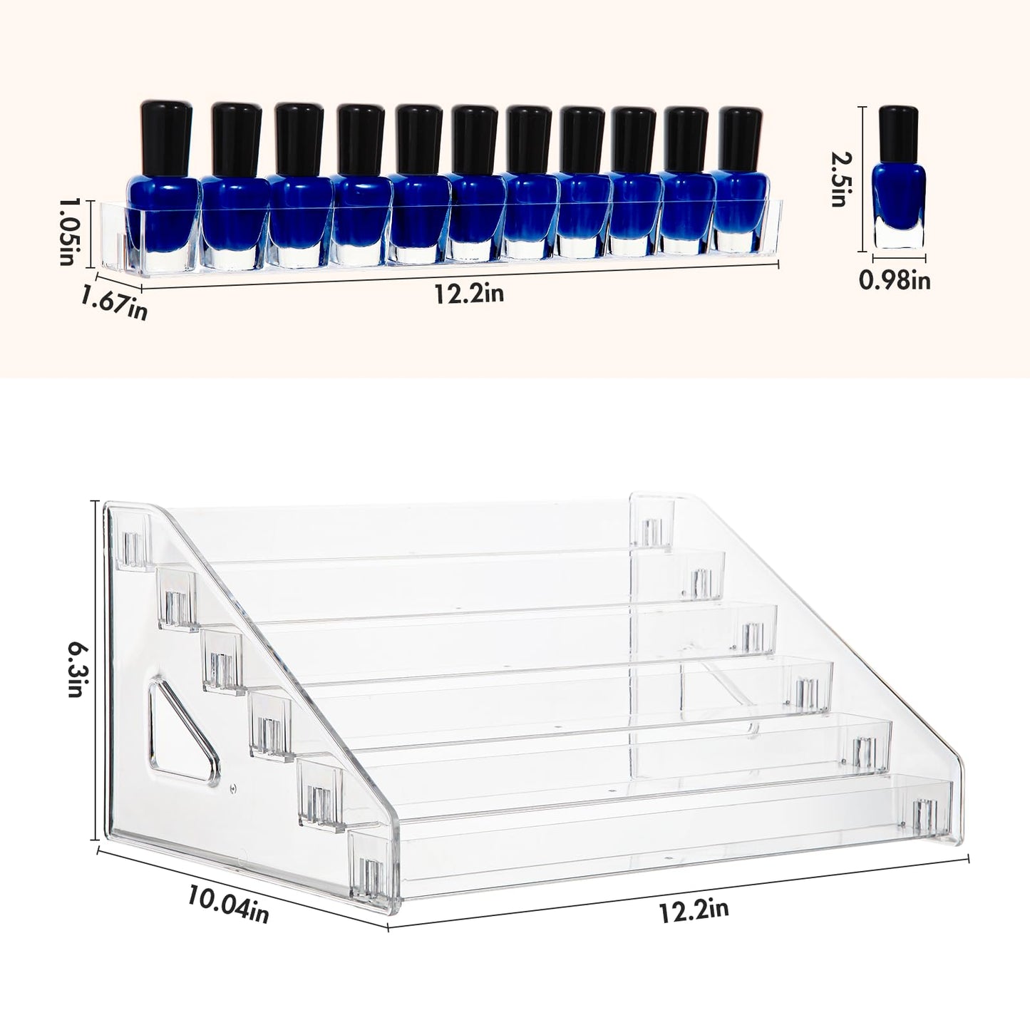 AusDaur Nagellack Aufbewahrung Organizer Regal, 6-Tier Klar Farbständer, Halter für Miniaturfarben, Gel-Nagellack, ätherischen Ölen und Sonnenbrille, erfüllt Künstler und Schönheitsbedürfnisse