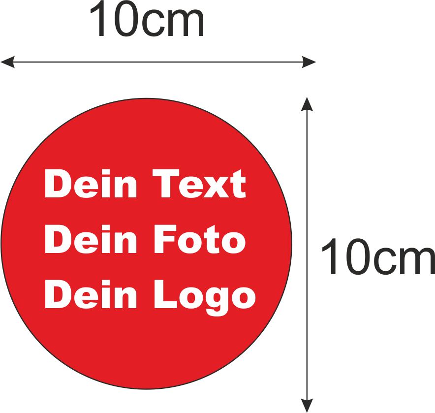 Wetterfeste Aufkleber-Sticker 10 cm Durchmesser Rund - WERBE-WELT.SHOP