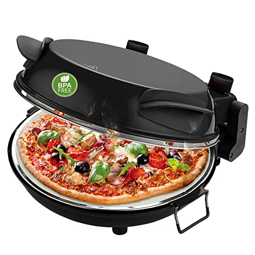 Emerio Pizzaofen mit feuerfestem Stein und Timer - Leckere Pizza in kurzer Zeit!