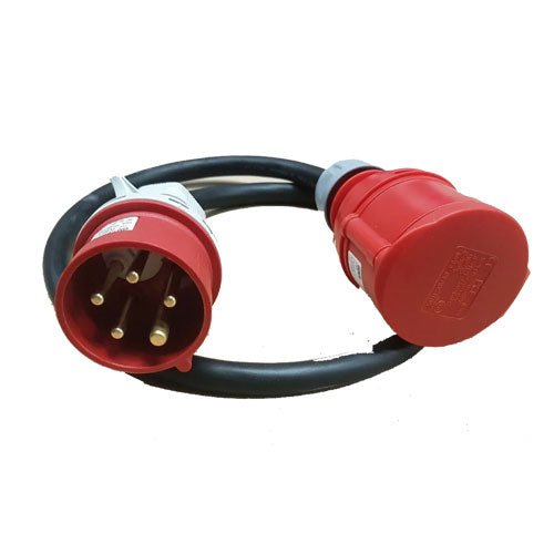 Hochwertiger CEE Starkstrom Adapter 16A auf 32A mit Phasenwender - Extra langes 1m Kabel - 223201