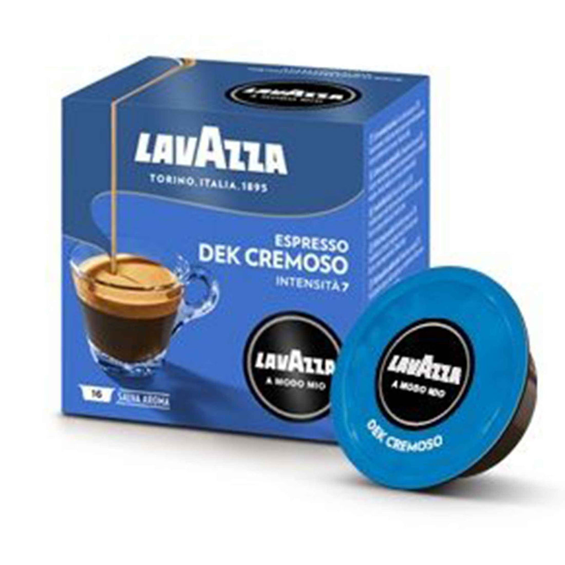 Genießen Sie den vollmundigen Geschmack von ESPRESSO DEK Cremoso (16) LAVAZZA A Modo Mio (Kapseln)