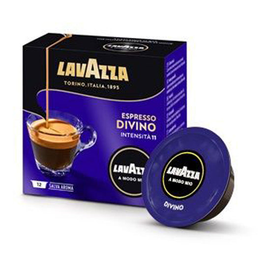 Espresso Divino (16) LAVAZZA A Modo Mio (Kapseln) für einen samtigen Espresso mit Schokoladen- und Likörnoten - Kaffeemischung mit exotischen Trockenfrüchten