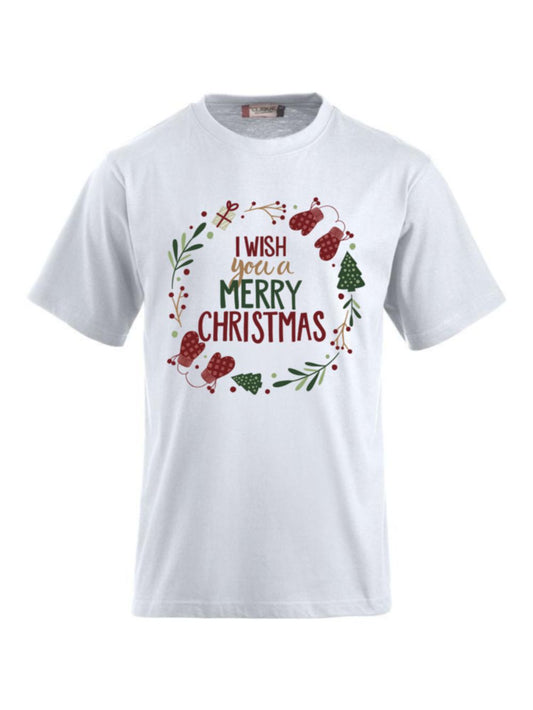 Trendiges T-Shirt bedrucken lassen - I WISH you a Merry CHRISMAS