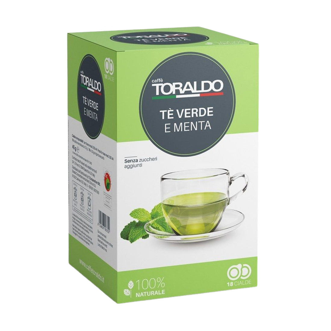 Toraldo Té verde e menta Toraldo PAD (Pads): Wohltunder Grüntee mit erfrischender Minze - Format / Kapsel-System Toraldo PAD 44 mm Verpackungseinheit 18