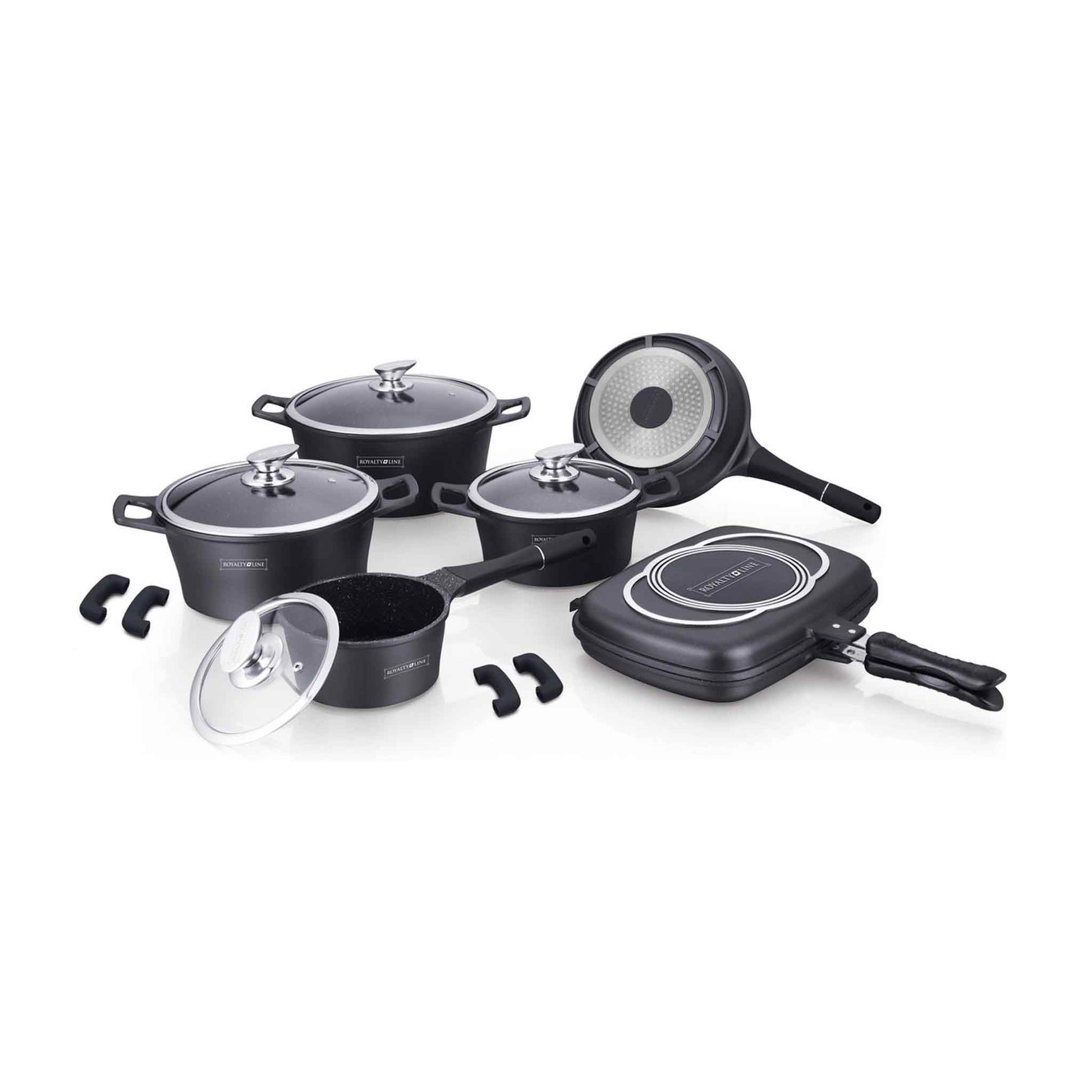 18‑teiliges Non-Stick Die-Cast Kochgeschirr-Set mit abnehmbaren Griffen
