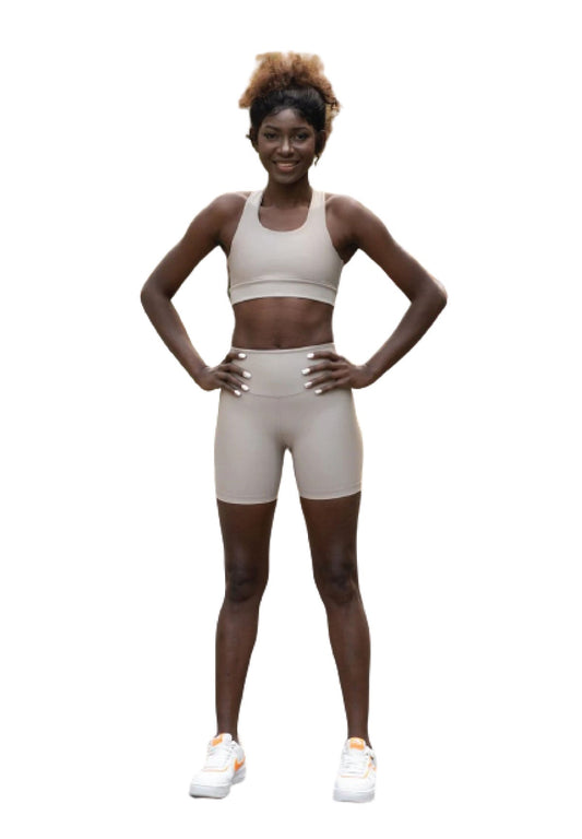 209 Single Crossed Sport Bra in Beige