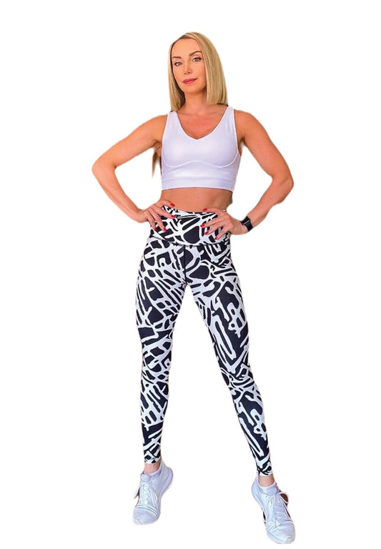 906 Extra High Waist Leggings in Schwarz & Weiss
