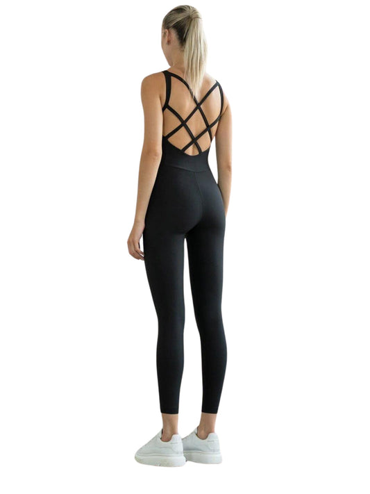 2100 Double Cross Jumpsuit in Schwarz