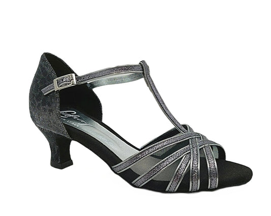 Grace Bliss Tanzschuhe in Silber & Schwarz Satin