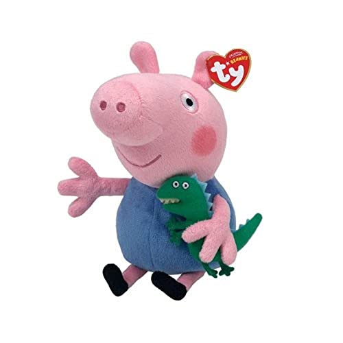 TY George Plüschtier, weicher Teddy für Kinder, sammelbares Baby-Stofftier, hochwertige, kuschelige Geschenkidee für Jungen und Mädchen, 15 cm, Rosa