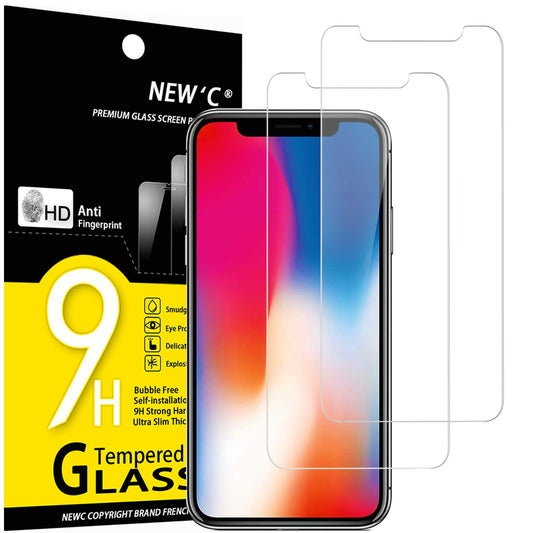 NEW'C 2 Stück, Panzer Schutz Glas für iPhone 11 Pro und iPhone X und iPhone XS, Frei von Kratzern, 9H Härte, HD Displayschutzfolie, 0.33mm Ultra-klar, Ultrabeständig