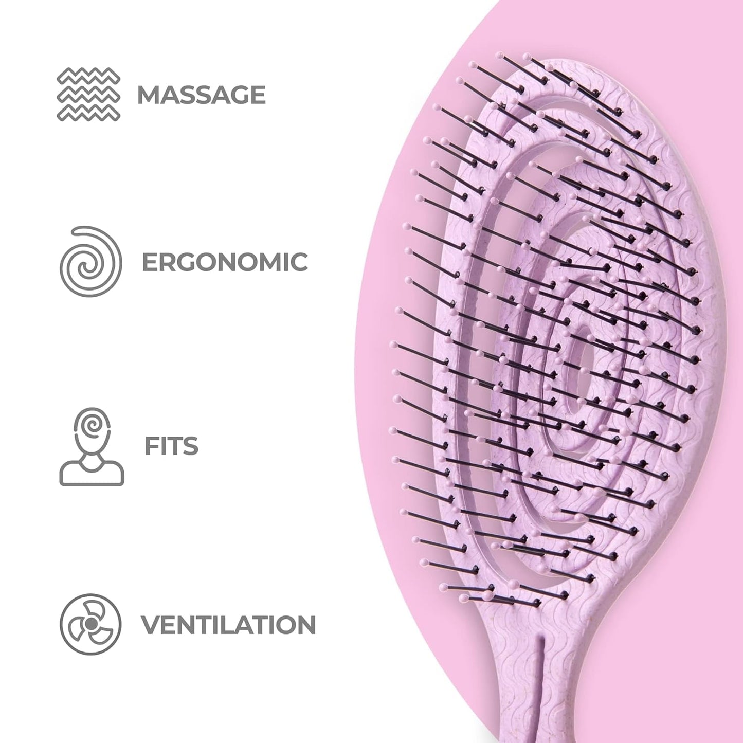 Ninabella Spiral Hairbrush - Detangle Hair Brush - For Brushing Wet or Blow Dry Hair - Detangler Vent Brush - Gray
