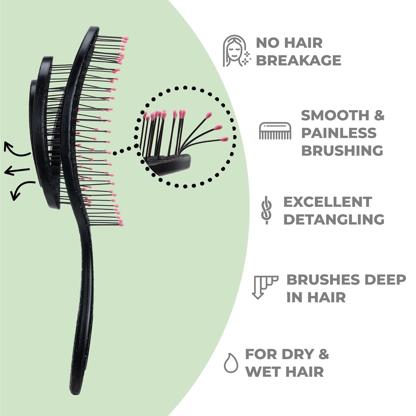 Ninabella Spiral Hairbrush - Detangle Hair Brush - For Brushing Wet or Blow Dry Hair - Detangler Vent Brush - Gray