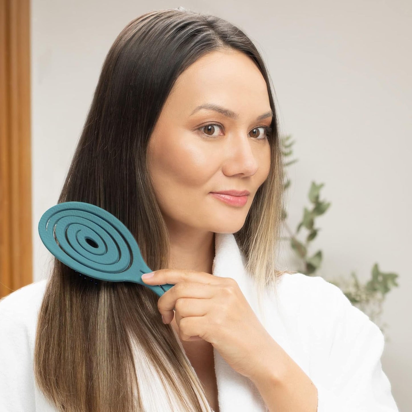 Ninabella Spiral Hairbrush - Detangle Hair Brush - For Brushing Wet or Blow Dry Hair - Detangler Vent Brush - Gray