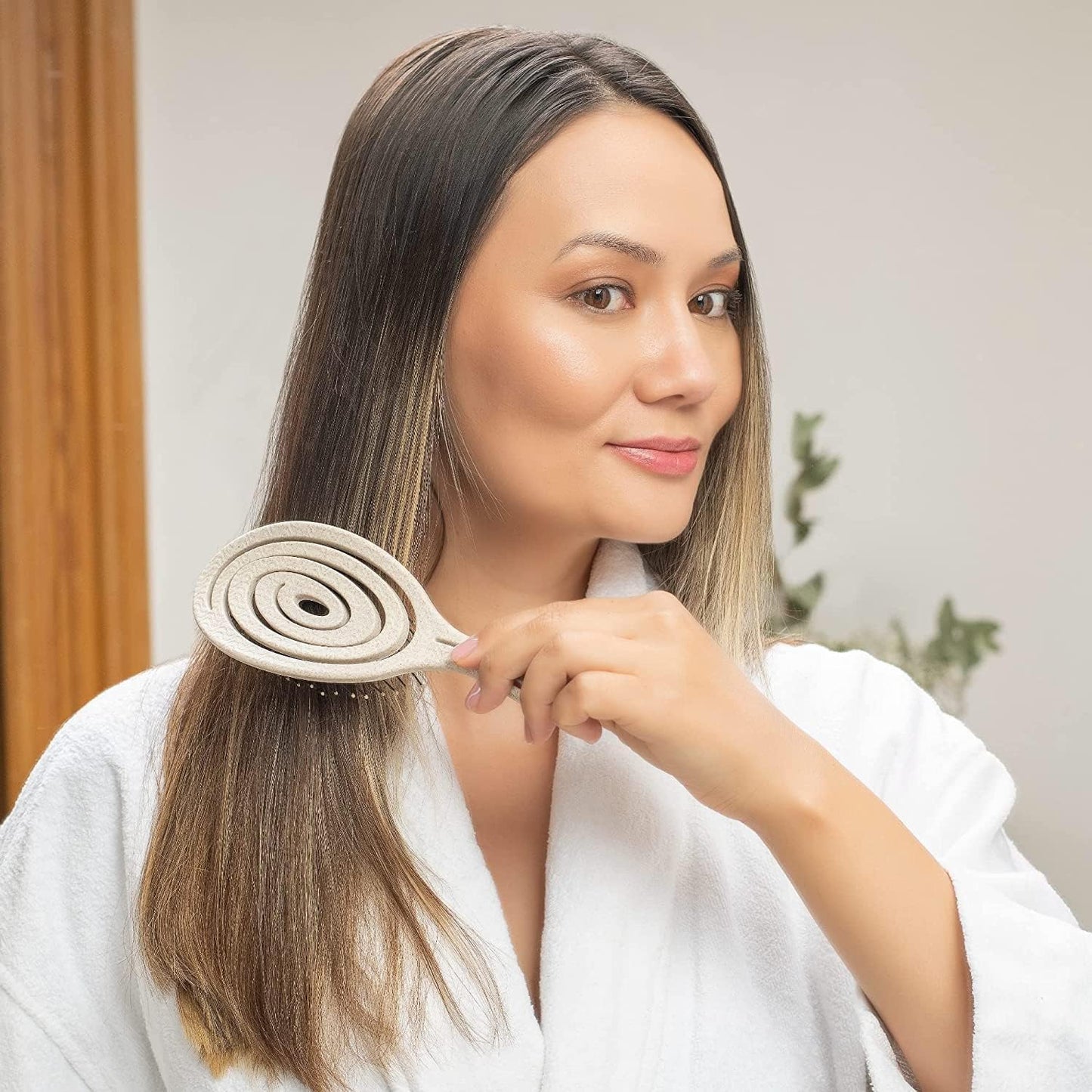 Ninabella Spiral Hairbrush - Detangle Hair Brush - For Brushing Wet or Blow Dry Hair - Detangler Vent Brush - Gray