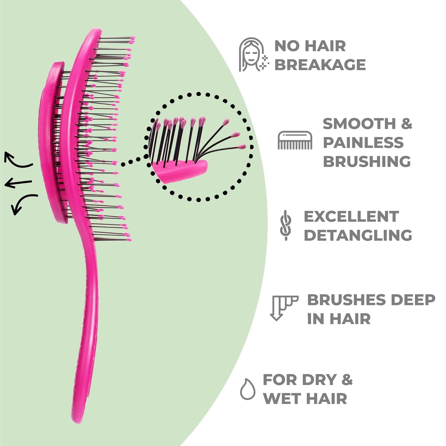 Ninabella Spiral Hairbrush - Detangle Hair Brush - For Brushing Wet or Blow Dry Hair - Detangler Vent Brush - Gray
