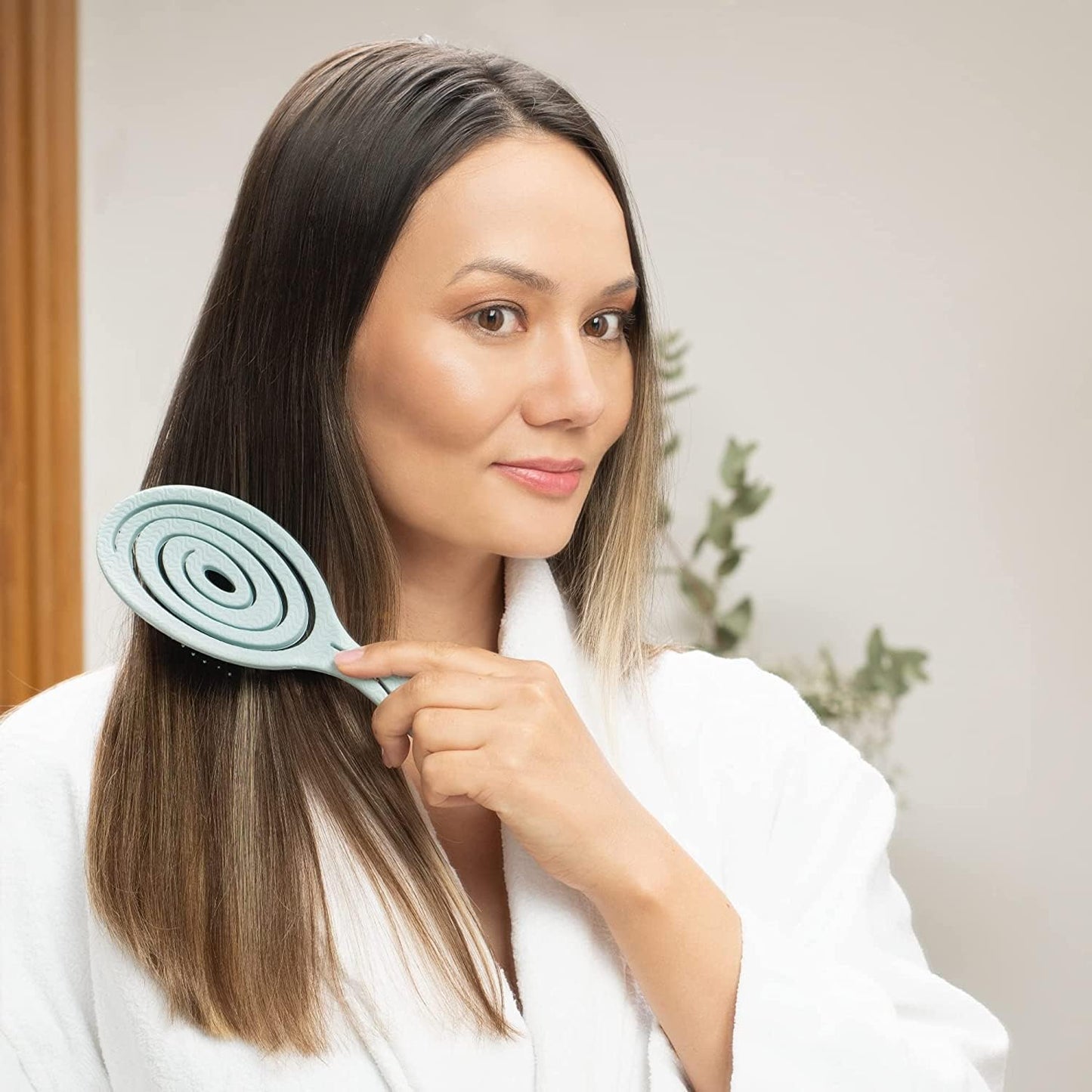 Ninabella Spiral Hairbrush - Detangle Hair Brush - For Brushing Wet or Blow Dry Hair - Detangler Vent Brush - Gray