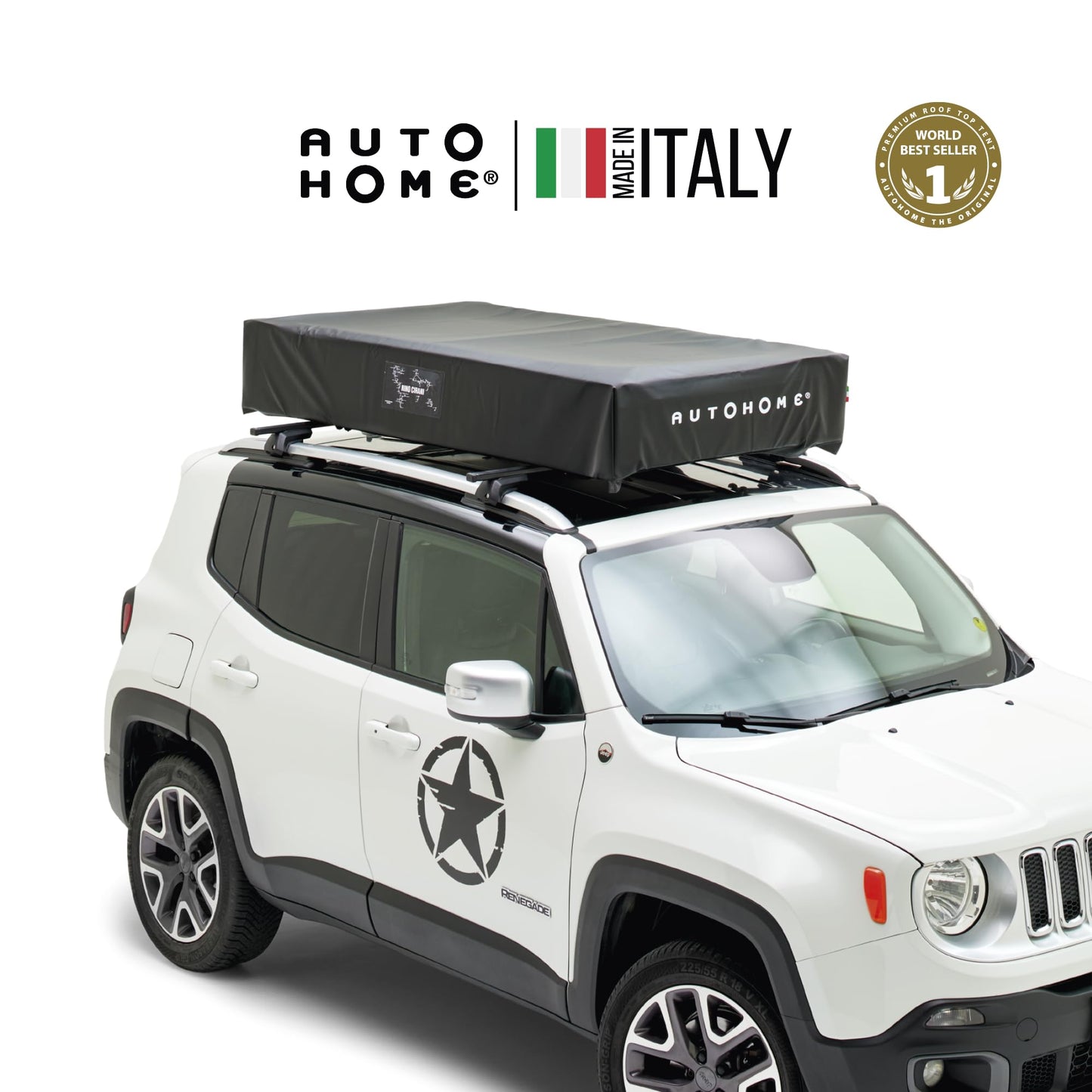 Autodachzelt Anomaly 1.0 – Geräumig & Widerstandsfähig, Wasserdicht & Atmungsaktiv – Ideal für Camping mit Matratze, Verdunkelnden Moskitonetzen & Markise – Made in Italy