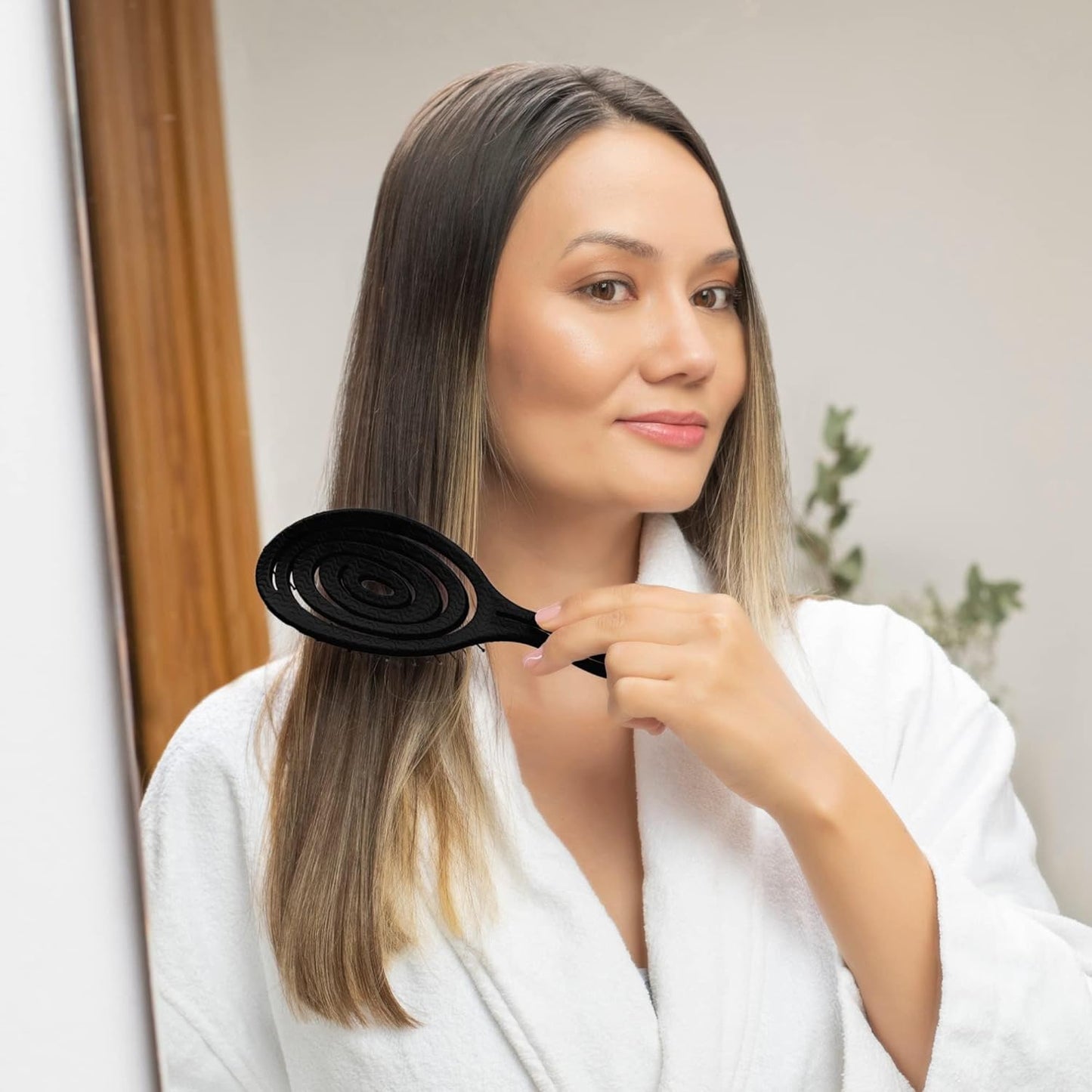 Ninabella Spiral Hairbrush - Detangle Hair Brush - For Brushing Wet or Blow Dry Hair - Detangler Vent Brush - Gray