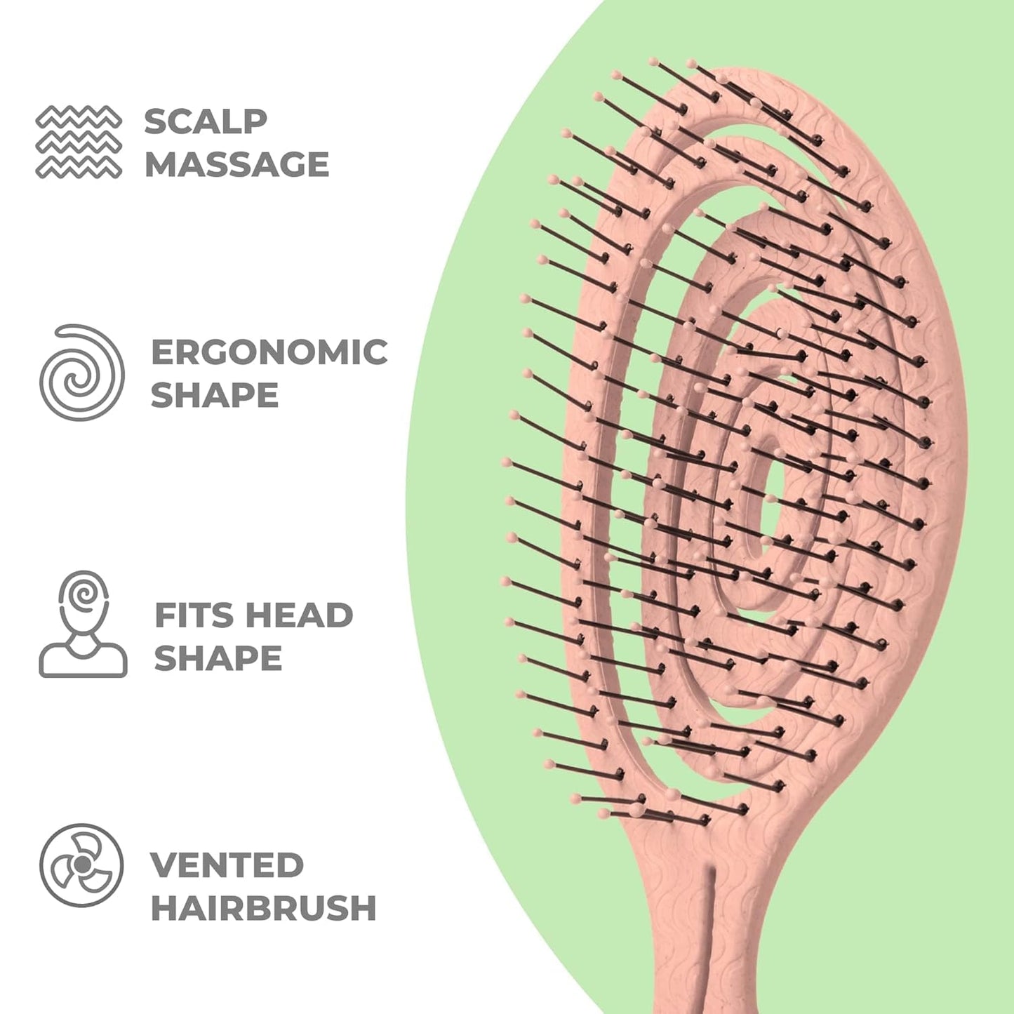 Ninabella Spiral Hairbrush - Detangle Hair Brush - For Brushing Wet or Blow Dry Hair - Detangler Vent Brush - Gray