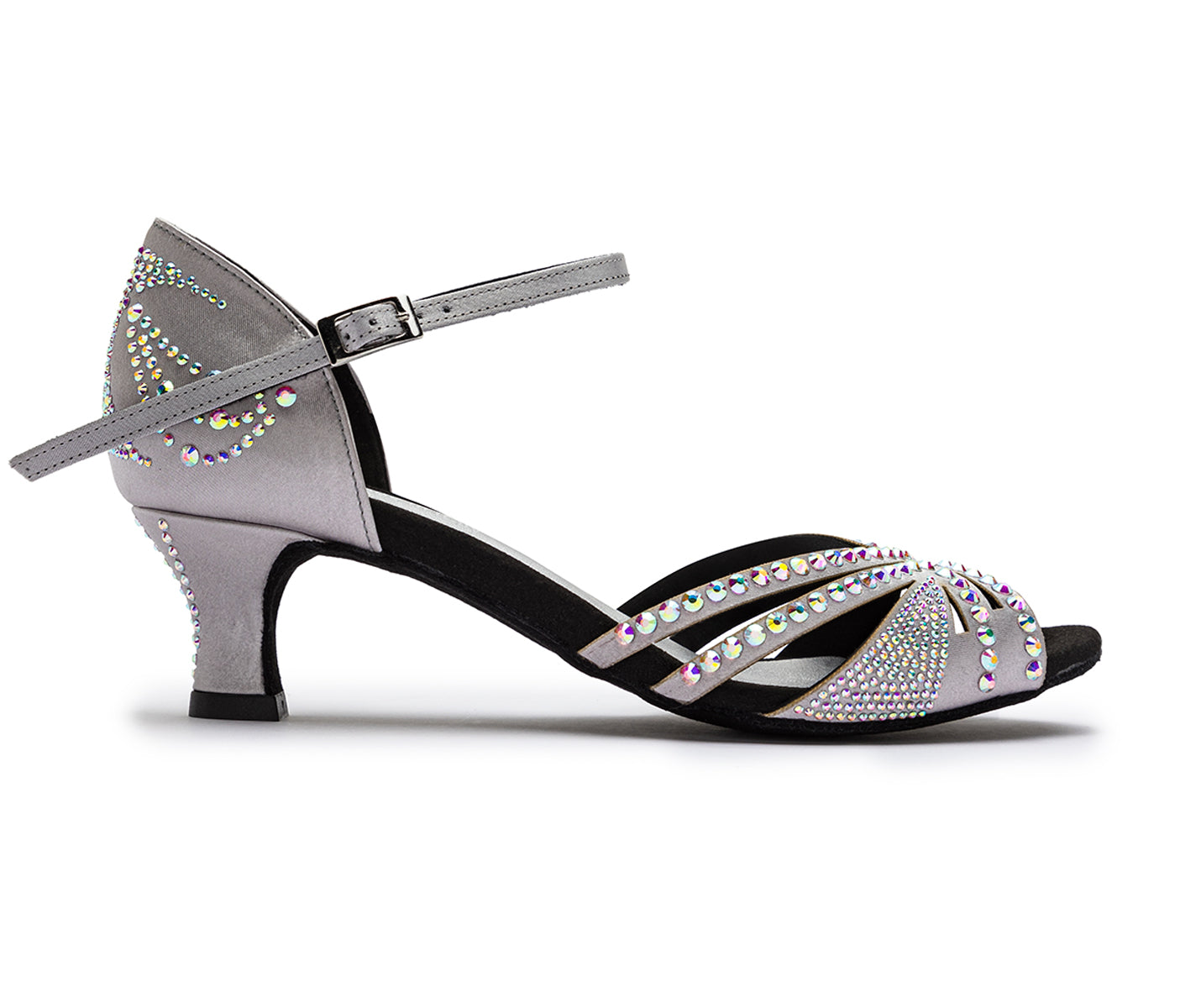 Sparkle Shine Tanzschuhe in Silber Satin mit dunkler Sohle
