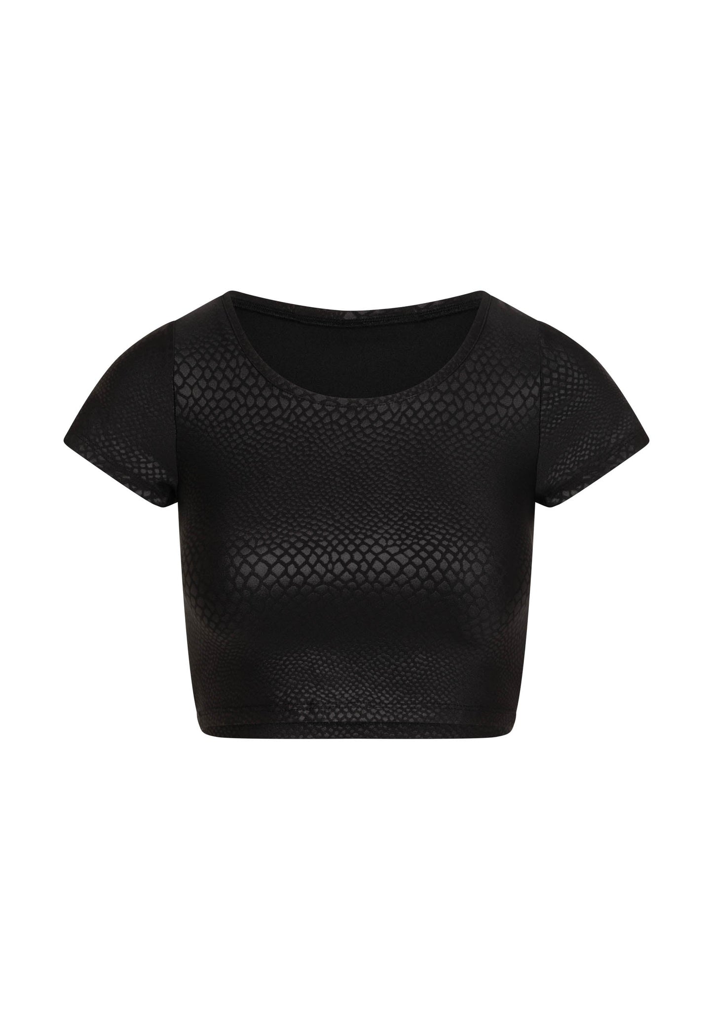 063 Tshirt Leather Look in Schwarz
