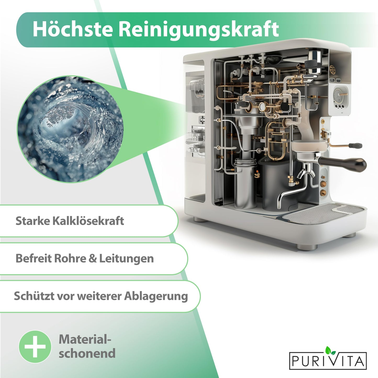 PURIVITA® Universal Entkalker Kaffeevollautomat [2x750ML] - Kaffeemaschinen Entkalker Flüssig - Flüssigentkalker Kaffeemaschine Reiniger - Kalkreiniger Kaffeevollautomaten - Für alle Kaffeeautomaten